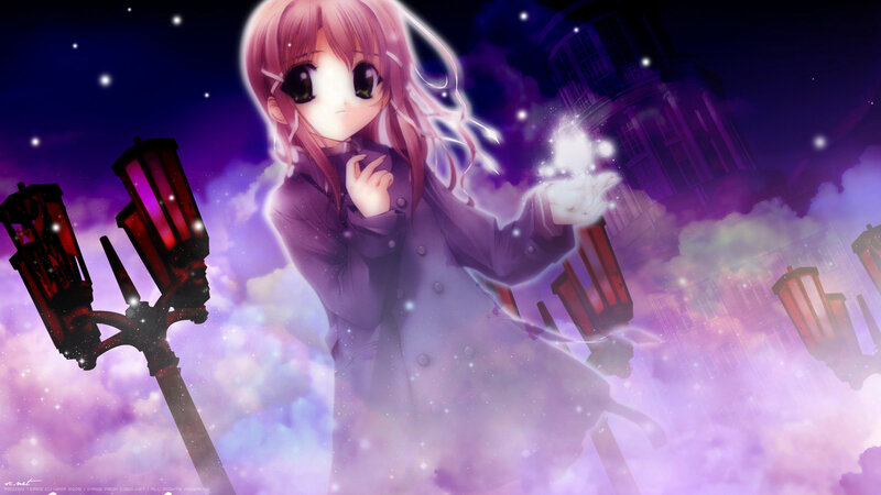 Pink-haired Girl with Magic — Purple