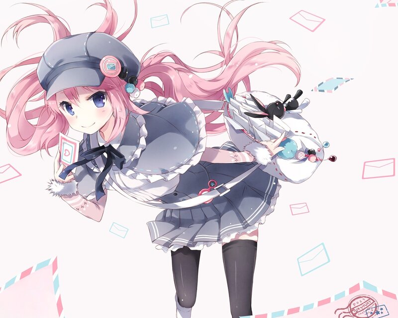 Pink-haired Girl with Mail