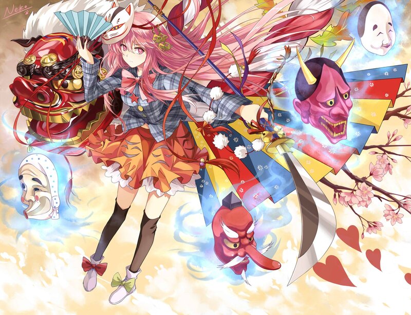Pink-haired Girl with Masks — Pink