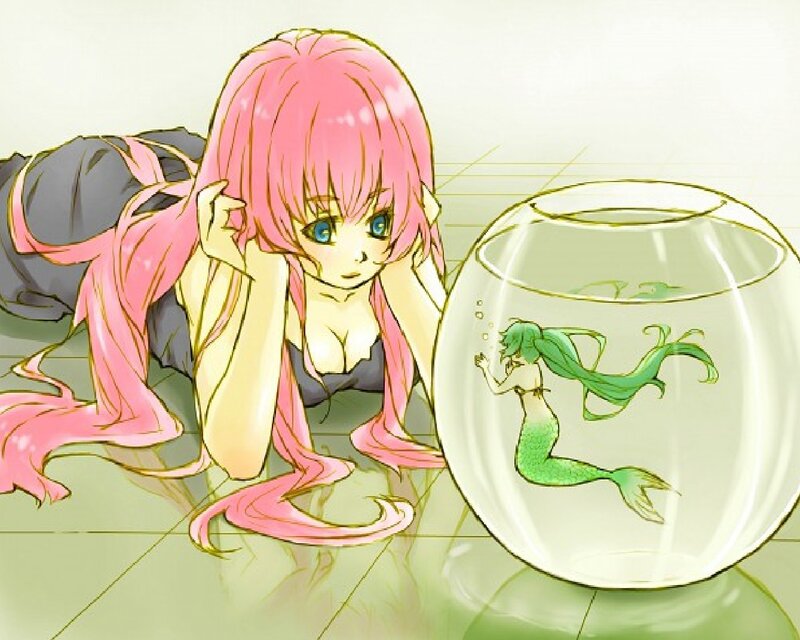 Pink-haired Girl with Mermaid