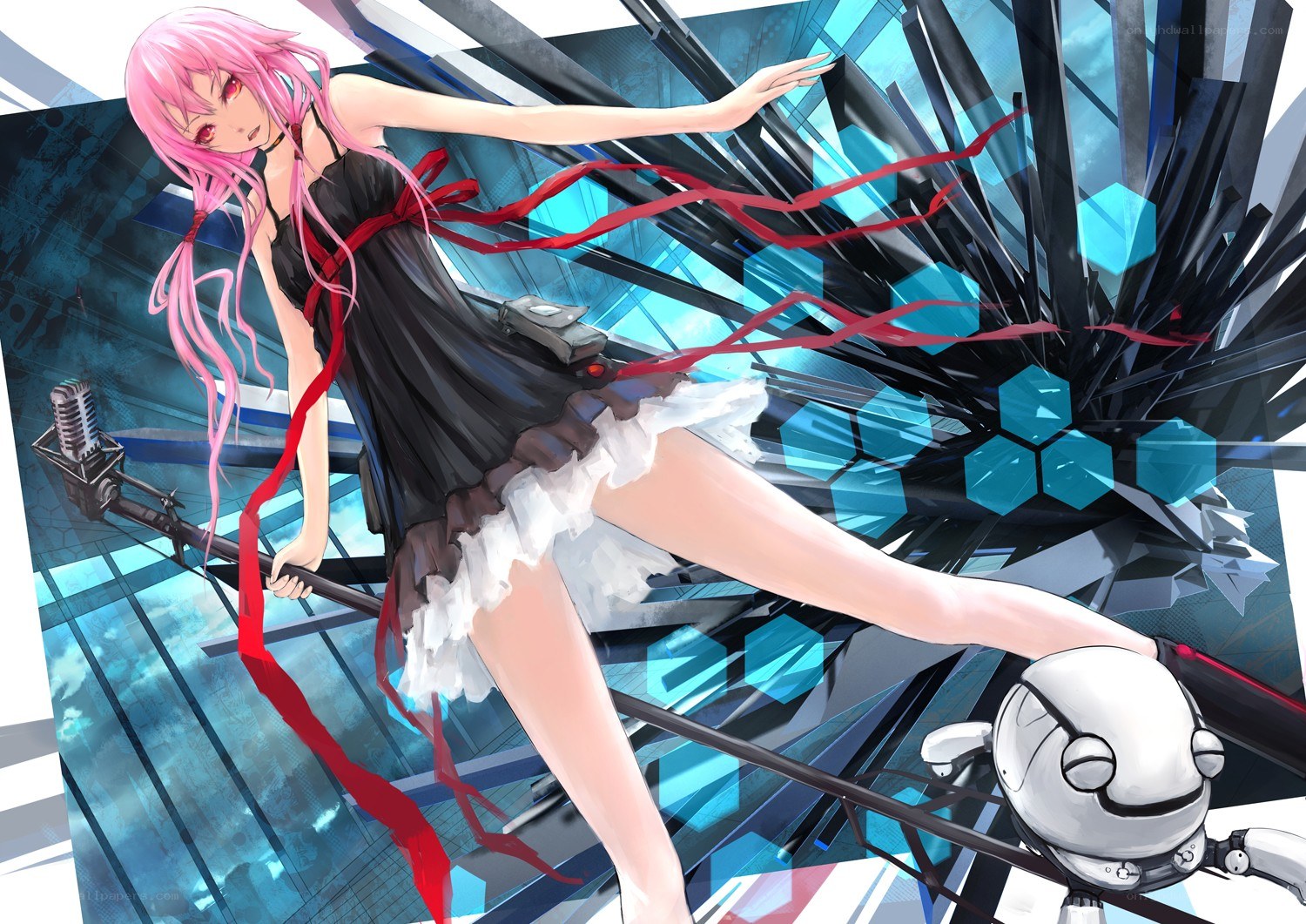 pink-haired girl with microphone