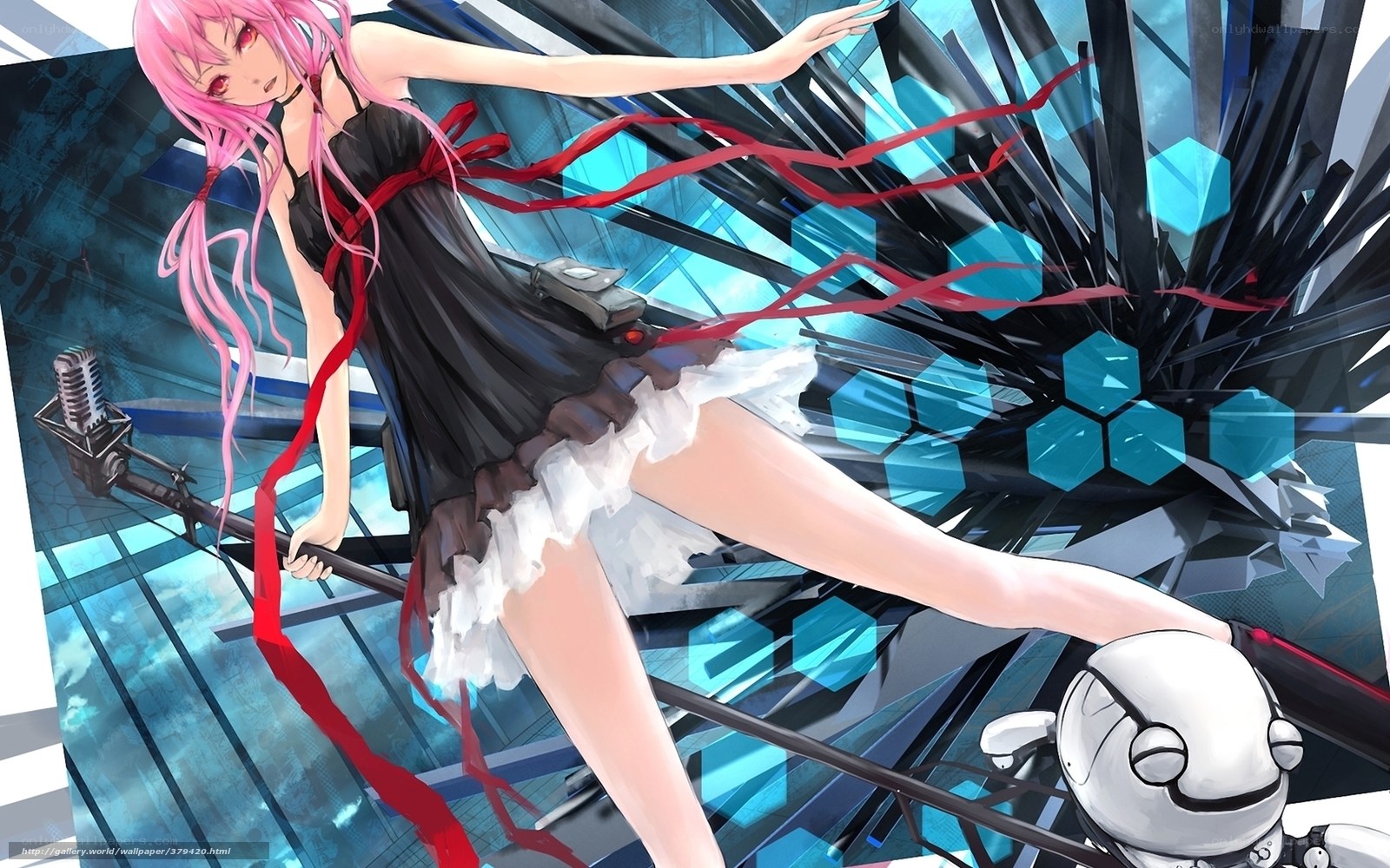 Pink-haired girl with microphone
