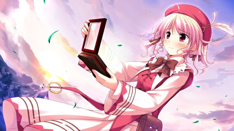 Pink-haired Girl with Mirror