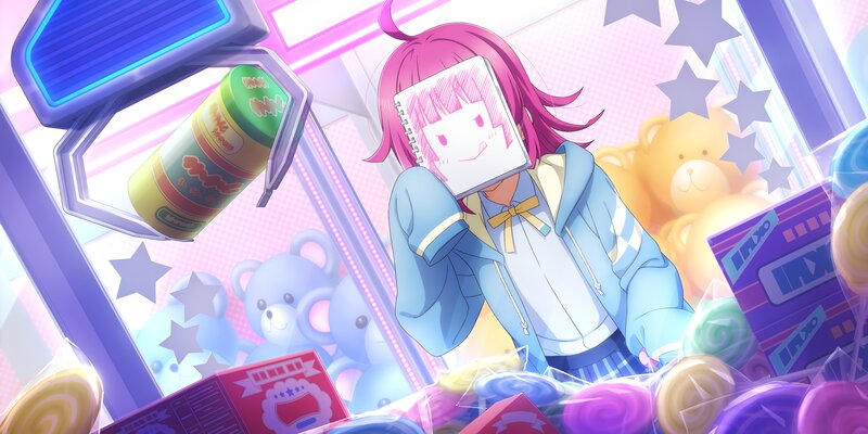 Pink-haired Girl with Notebook — Pink
