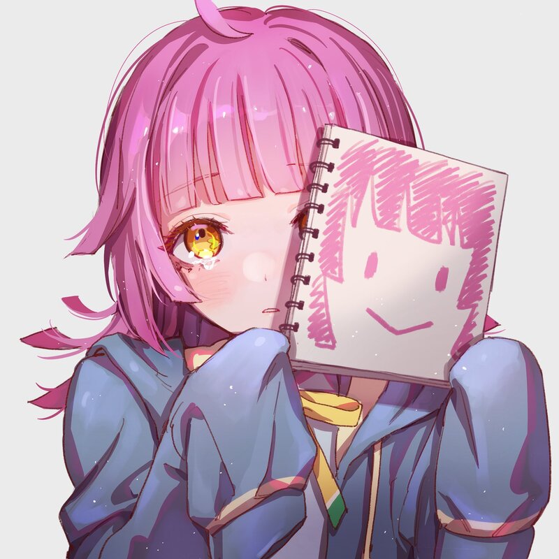 Pink-haired Girl with Notebook