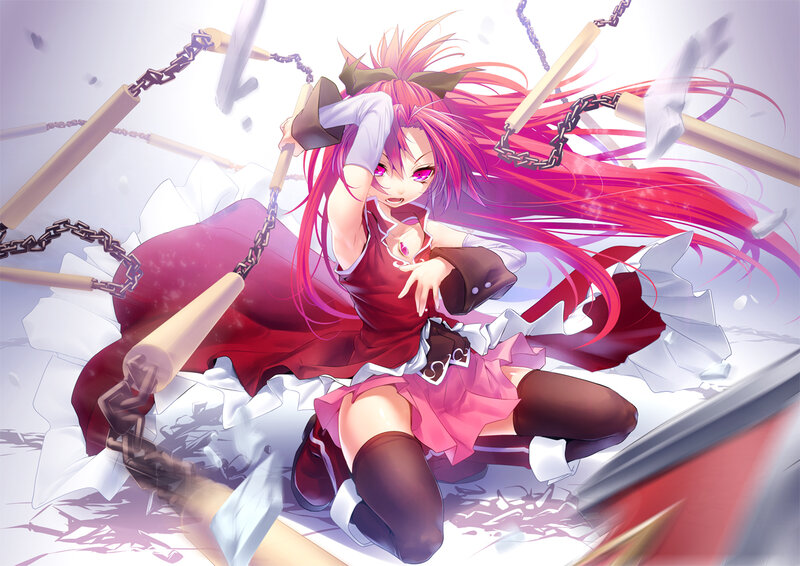 Pink-haired Girl with Nunchucks — Red