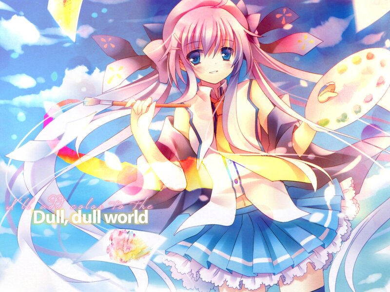Pink-haired Girl with Paintbrush