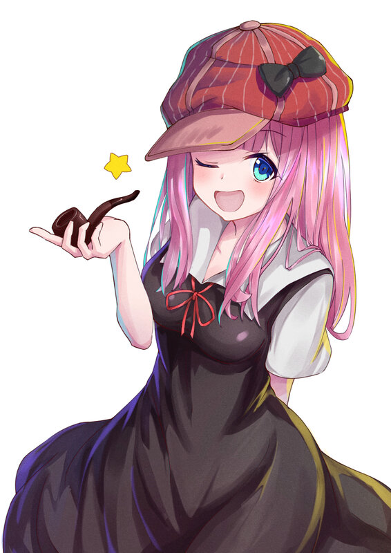 Pink-haired Girl with Pipe