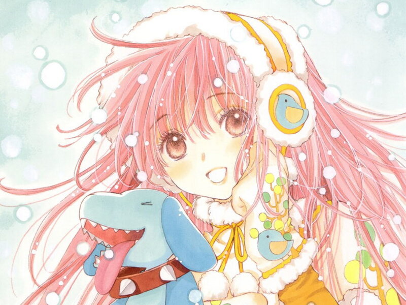 Pink-haired Girl with Plush Toy — Pink