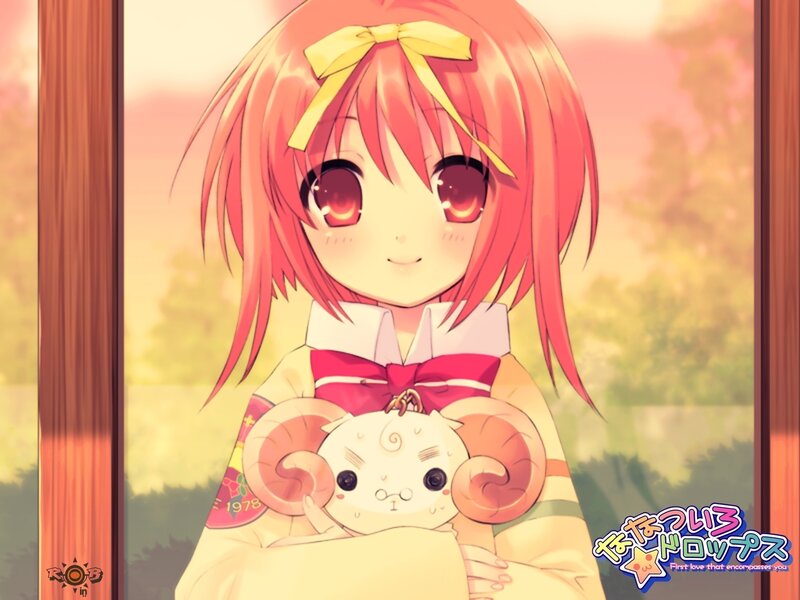 pink-haired girl with plush toy