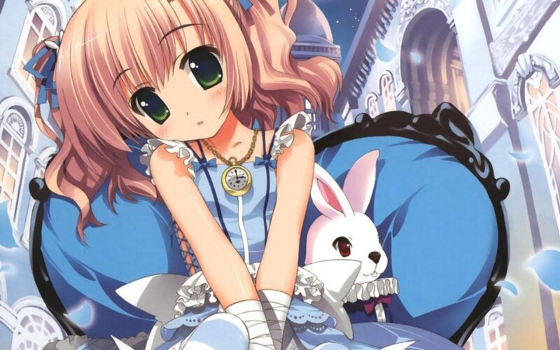 Pink-haired Girl with Rabbit — Blue