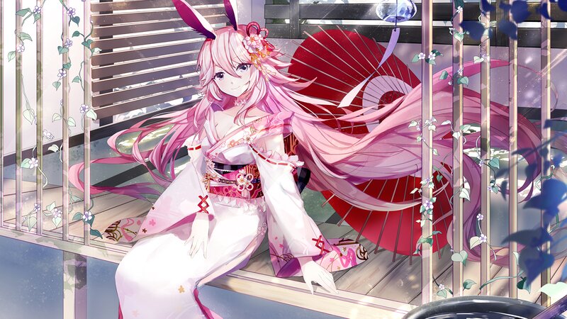Pink-haired Girl with Rabbit Ears — Pink