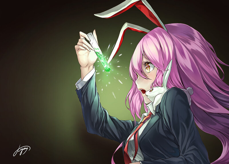 Pink-haired Girl with Rabbit Ears