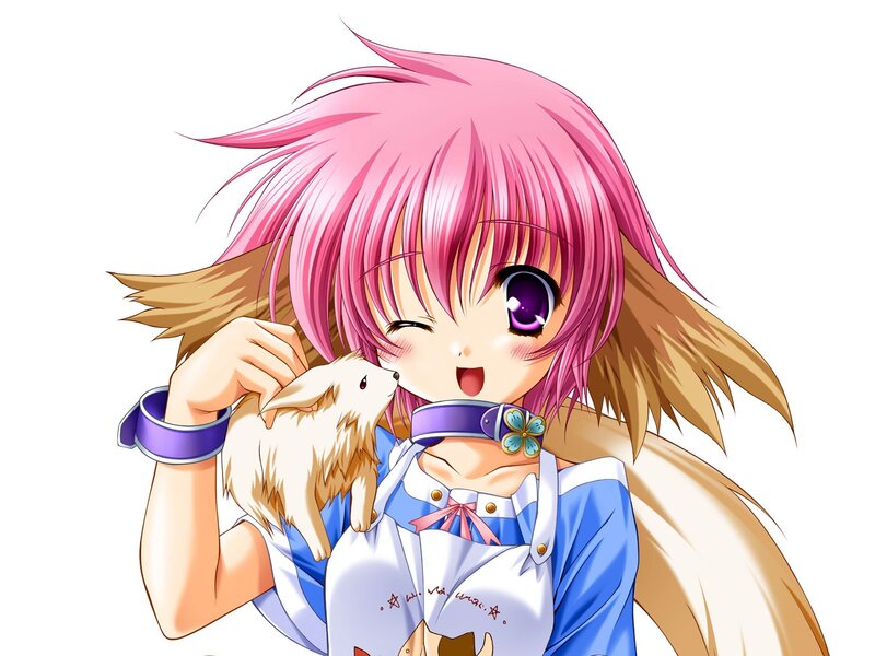 Pink-haired Girl with Rabbit — Pink