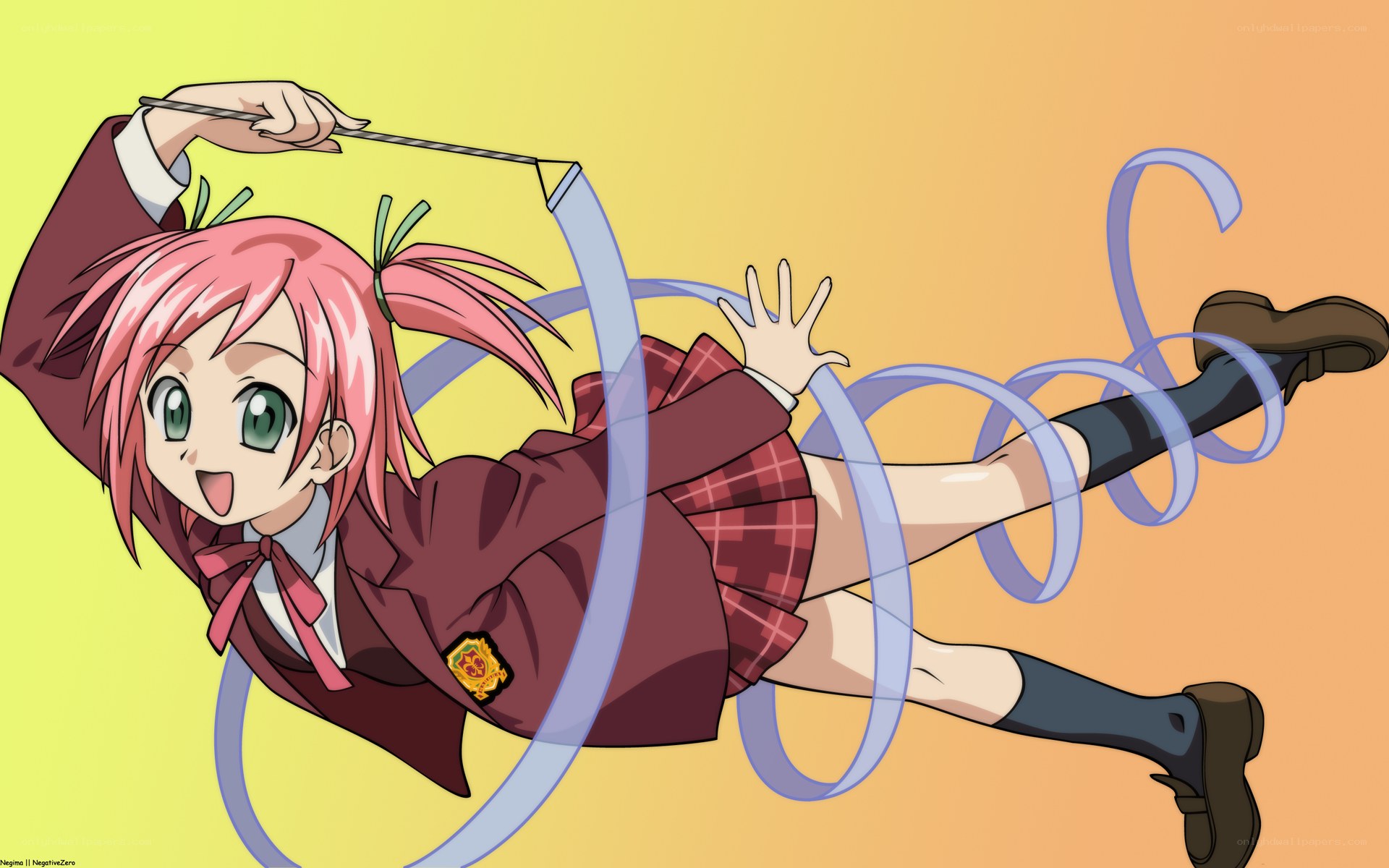 Pink-haired girl with ribbon