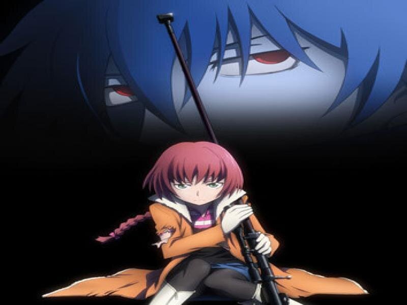 Pink-haired Girl with Rifle — Black, Dramatic