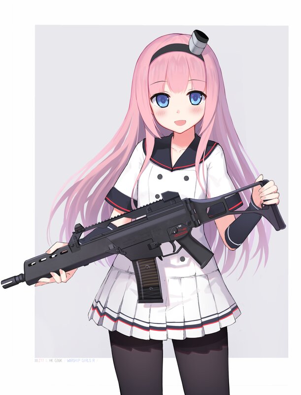 Pink-haired Girl with Rifle — Pink, Neutral