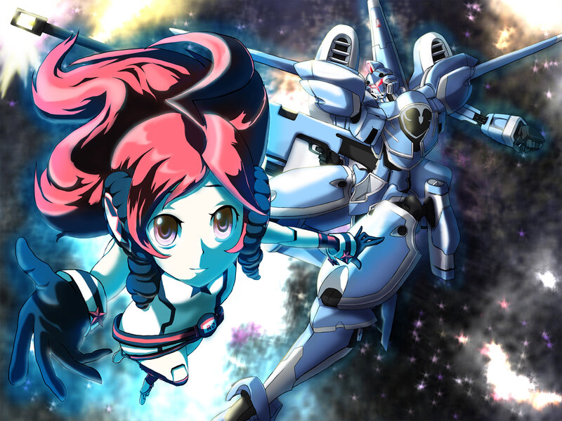 Pink-haired Girl with Robot — Blue