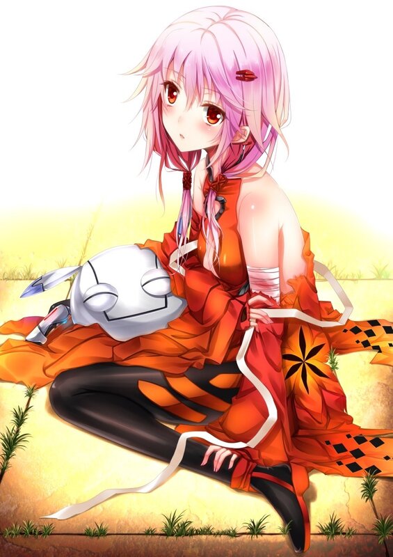 pink-haired girl with robot companion