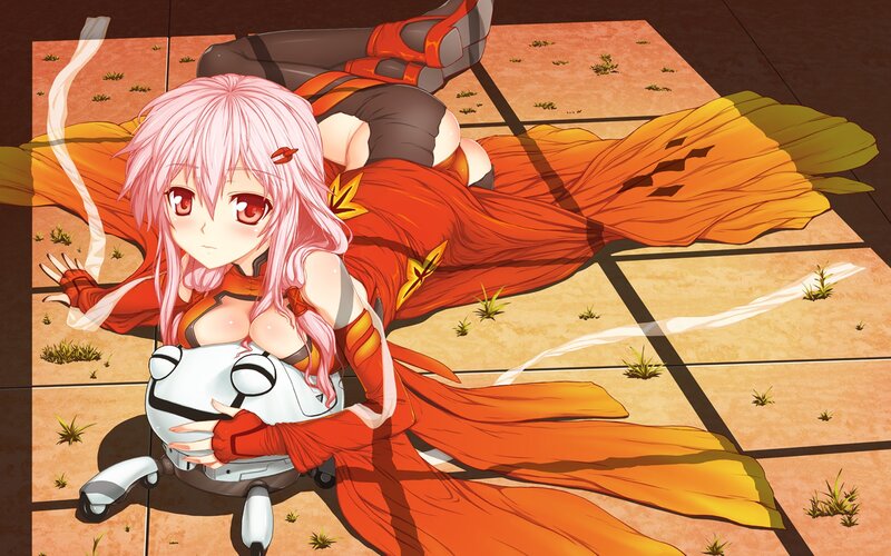 Pink-haired Girl with Robot — Red, Calm