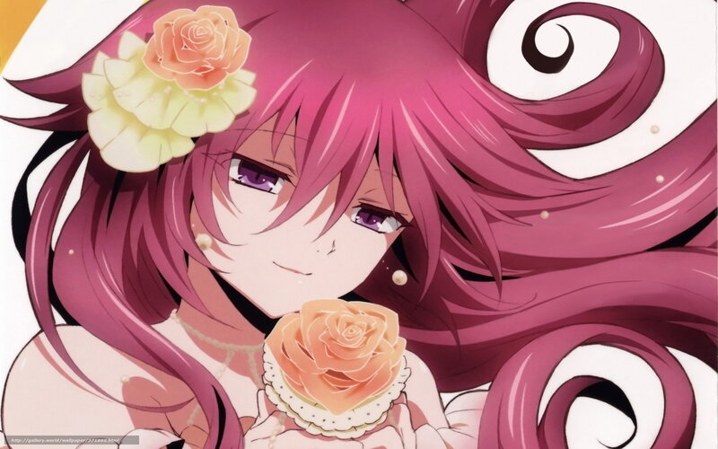 Pink-haired Girl with Rose — Pink, Calm