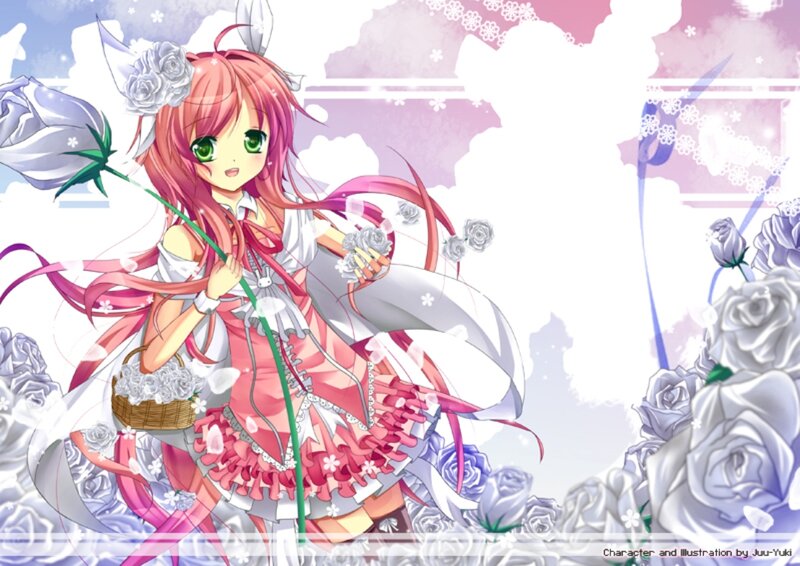 Pink-haired Girl with Roses — Pink, Whimsical