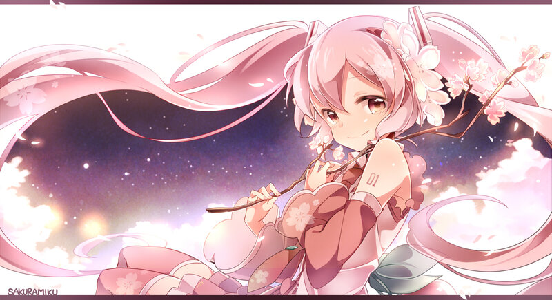 Pink-haired Girl with Sakura