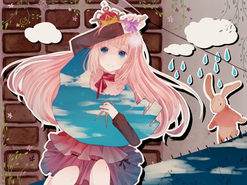 Pink-haired Girl with Scissors — Pink, Dreamy