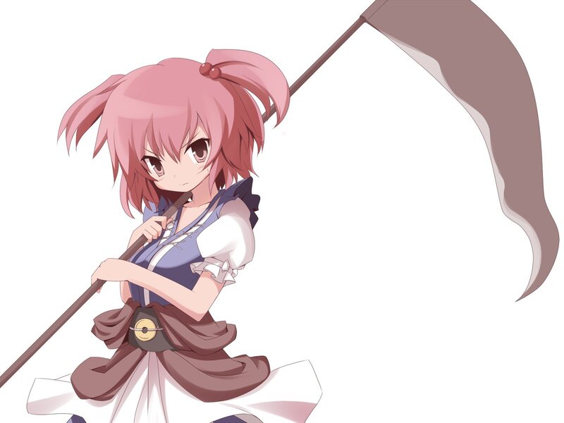 pink-haired girl with scythe
