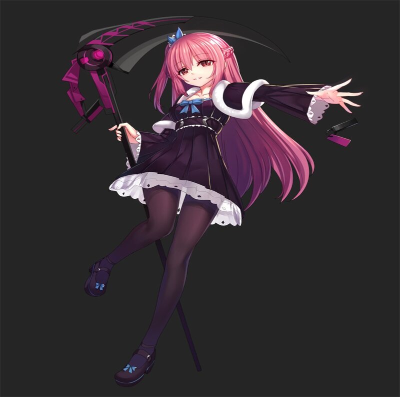 Pink-haired Girl with Scythe — Purple, Playful