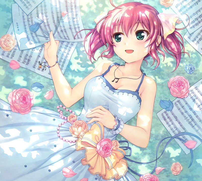 Pink-haired Girl with Sheet Music