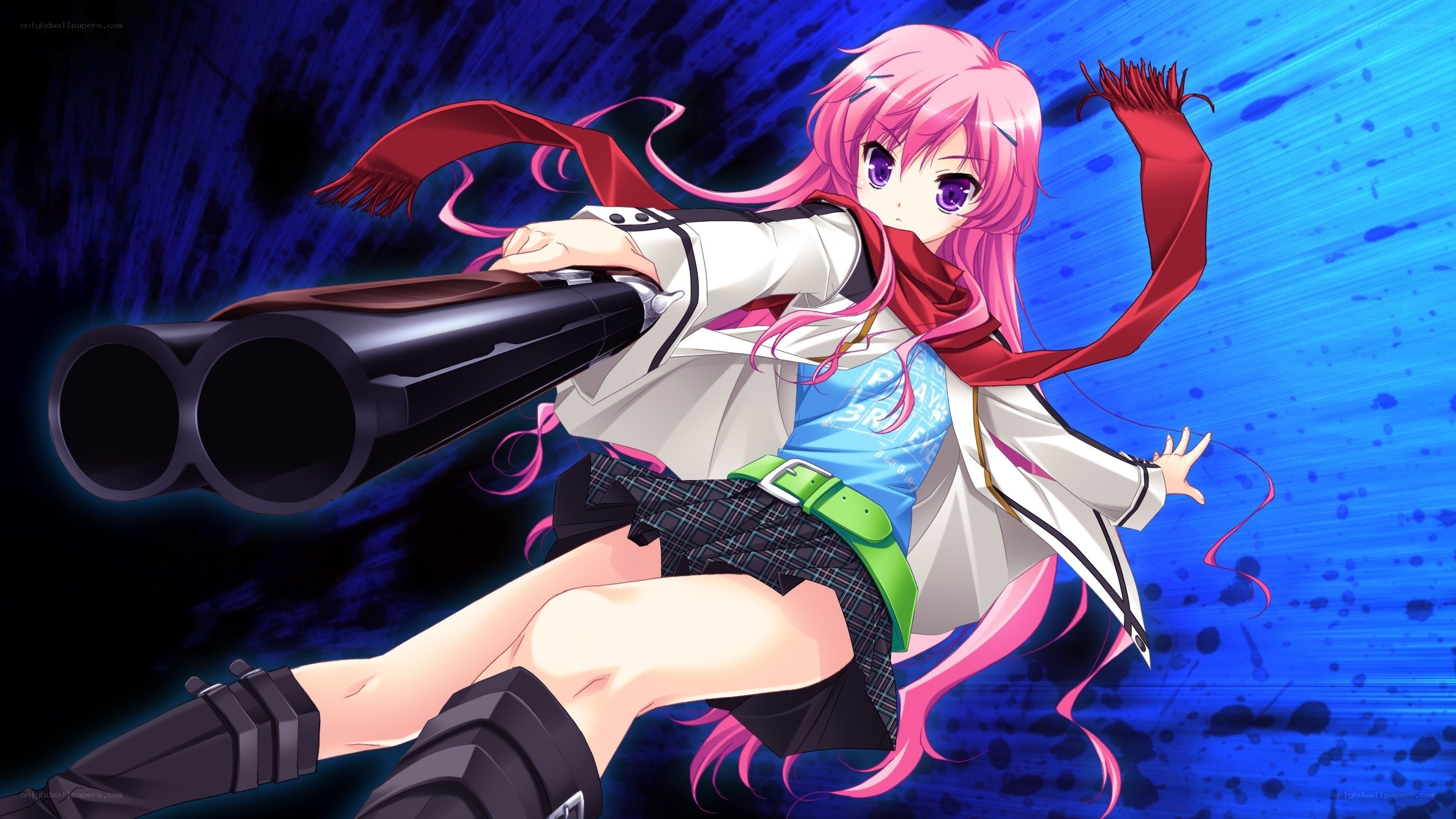 pink-haired girl with shotgun