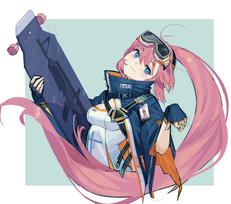 Pink-haired Girl with Skateboard