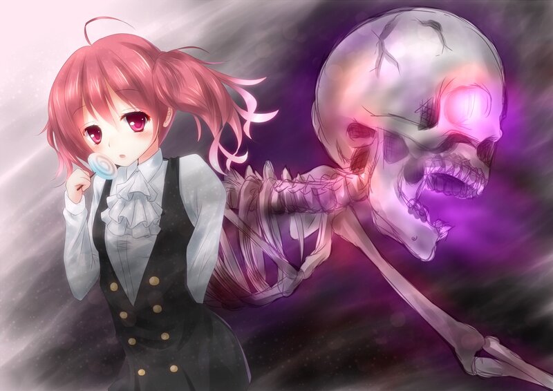 Pink-haired Girl with Skeleton — Purple