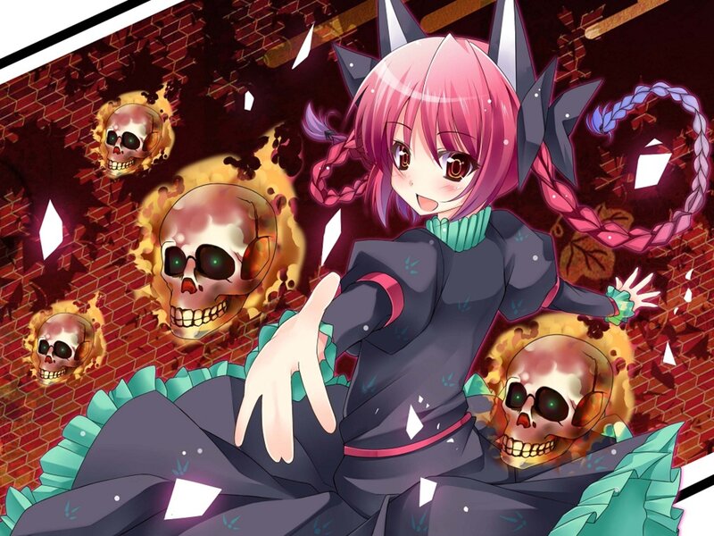 Pink-haired Girl with Skulls — Pink