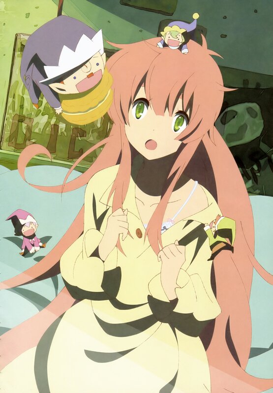 Pink-haired Girl with Small Creatures