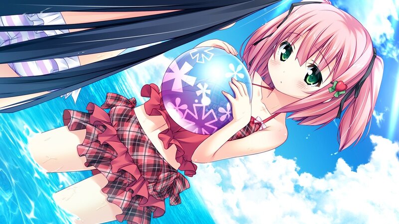 pink-haired girl with snowball