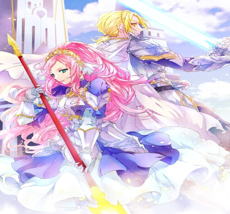 Pink-haired Girl with Spear — Pink, Dramatic