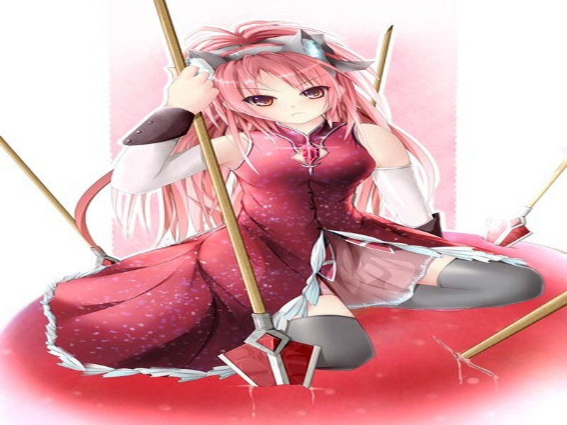 Pink-haired Girl with Spears