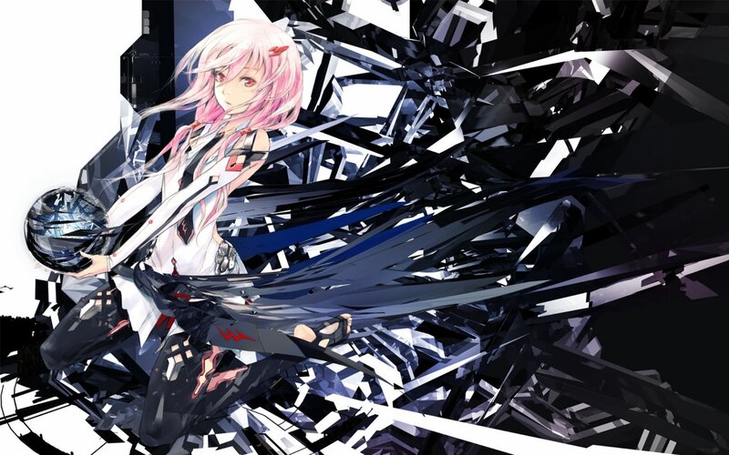 Pink-haired Girl with Sphere — Black, Dramatic