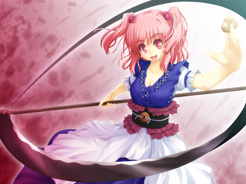 pink-haired girl with staff