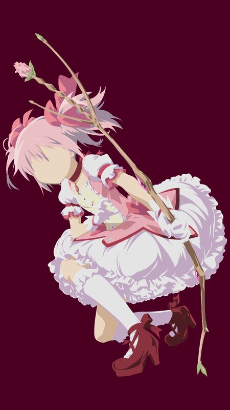 Pink-haired Girl with Staff — Maroon