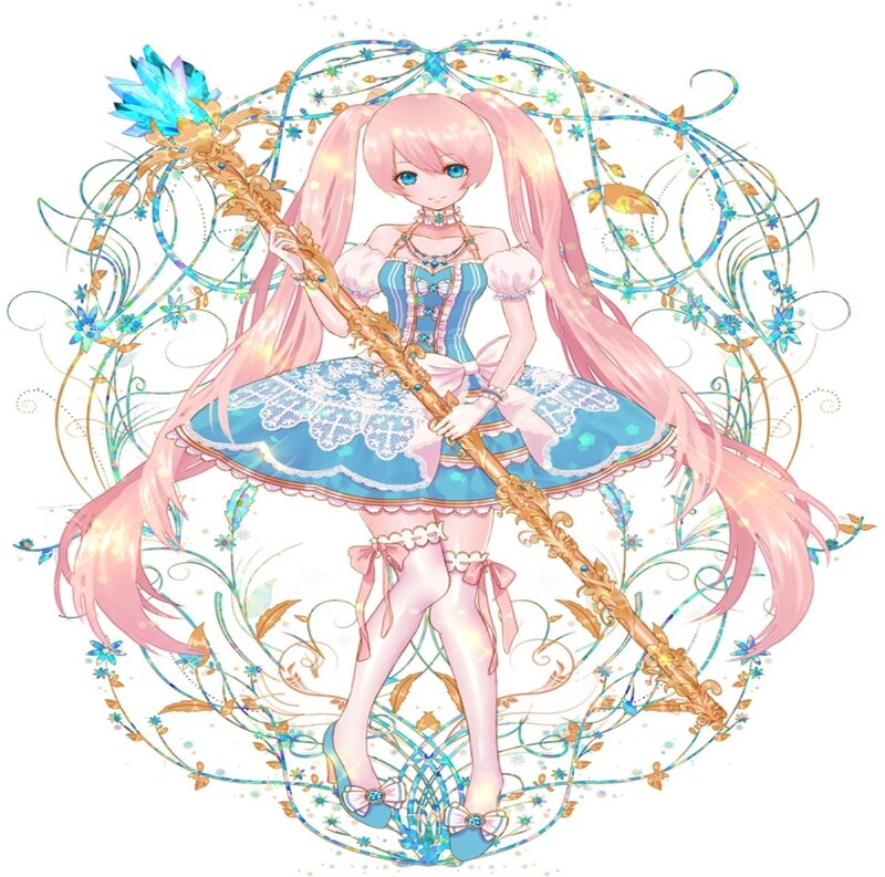 Pink-haired Girl with Staff — Pink, Magical, Digital Art