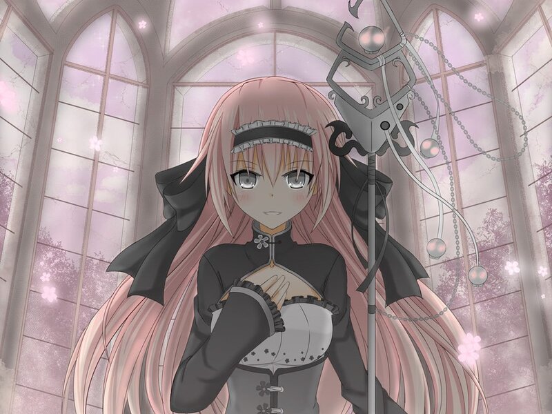 Pink-haired Girl with Staff — Pink, Serene