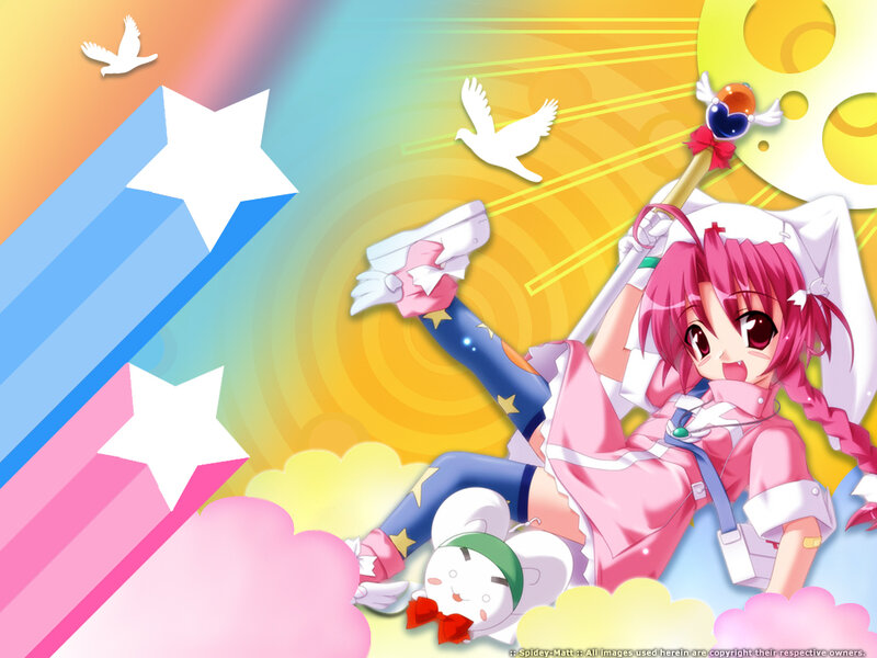 Pink-haired Girl with Staff — Pink