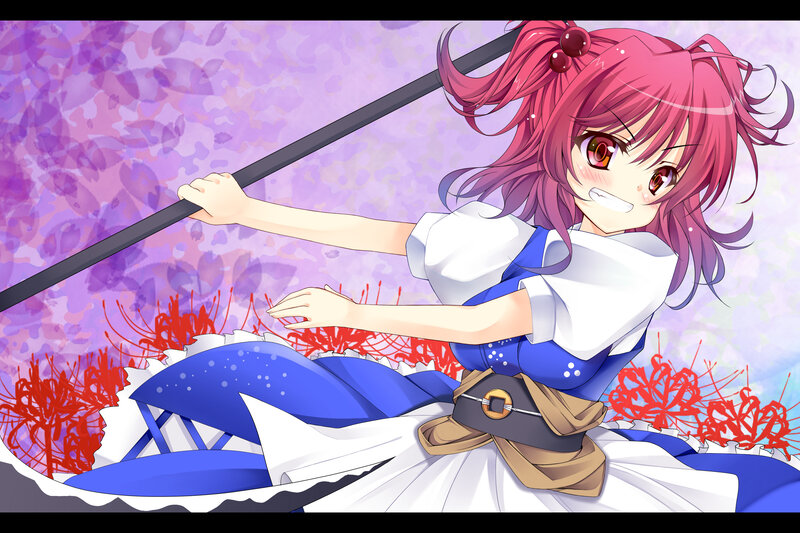 Pink-haired Girl with Staff — Purple, Dramatic, Anime