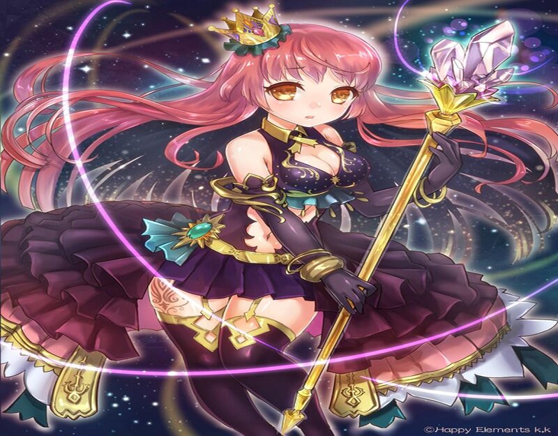 Pink-haired Girl with Staff — Purple, Dramatic, Night