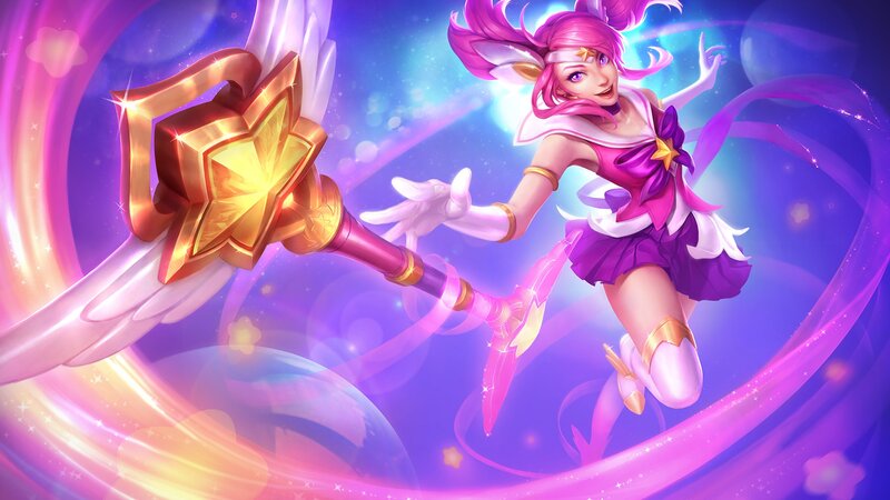 Pink-haired Girl with Staff — Purple, Magical, Digital Art