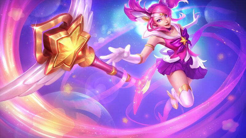 Pink-haired Girl with Staff — Purple, Magical