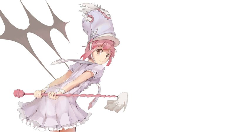 Pink-haired Girl with Staff — Purple, Playful, Anime